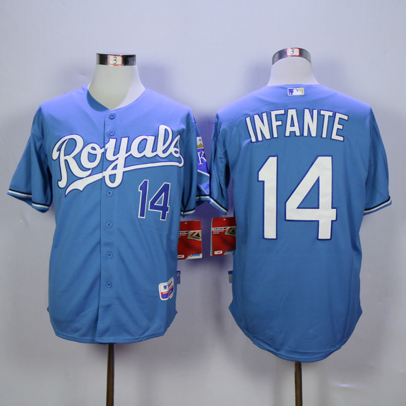 Men Kansas City Royals 14 Infante Light Blue MLB Jerseys
